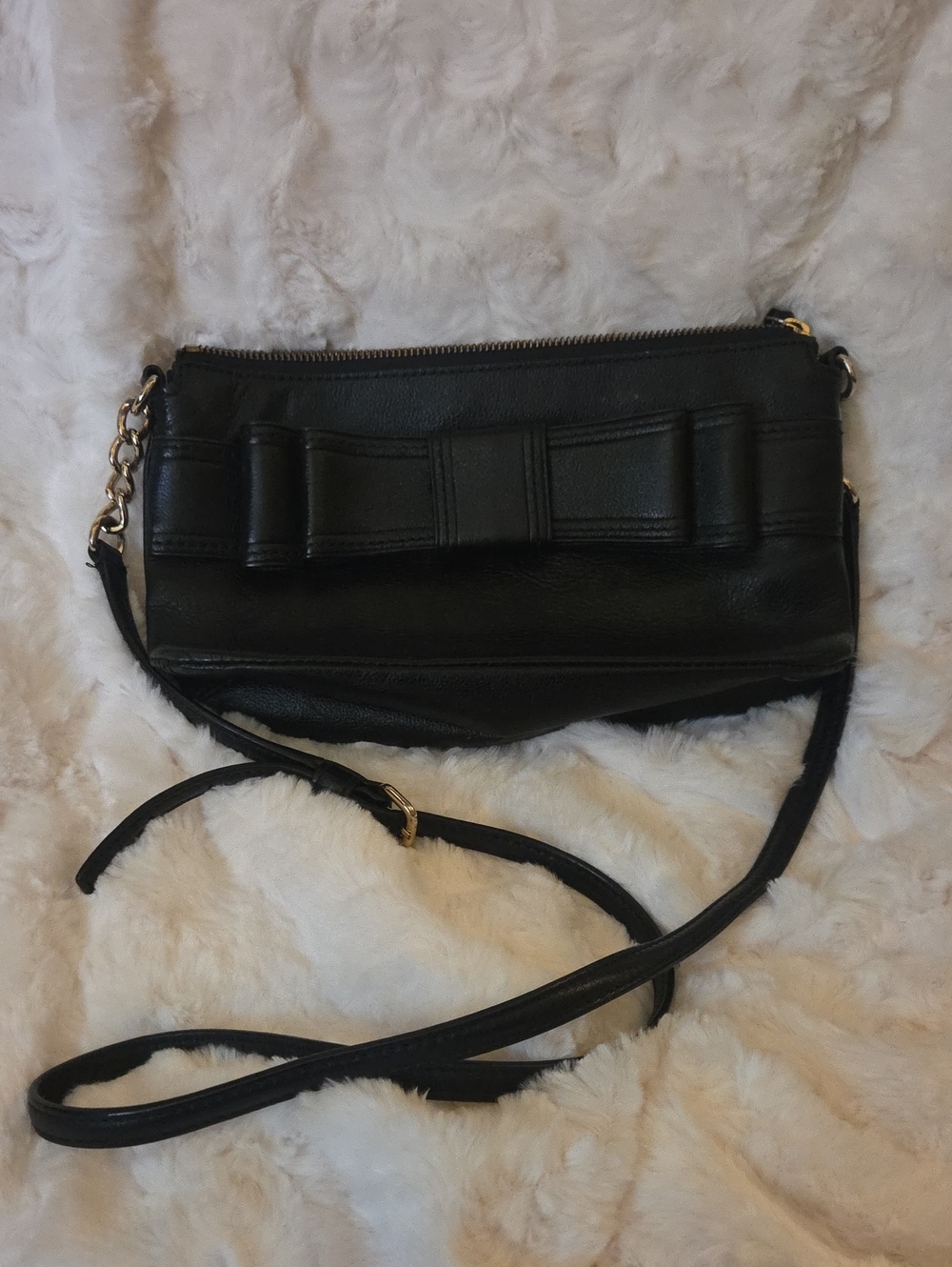 kate spade Black Leather Bow Crossbody Bag